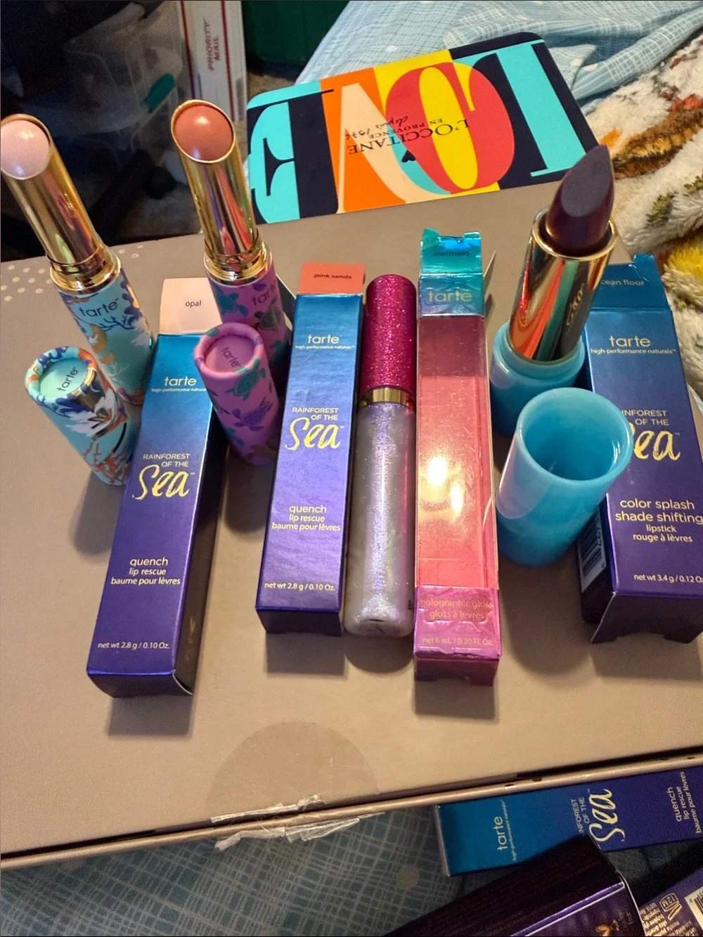 tarte Rainforest of the Sea Lip Set in Aqua, Purple, Pink/Lipstick & Lip Gloss